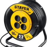 Удлинитель на катушке ПВС 2х0.75 50м 2200Вт,STAYER S 207 55073-50