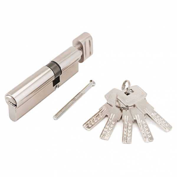 Цилиндровый механизм F-02 80 (30Вх10х40) CР 5 кл. (хром) перфо ключ/вертушка "Стандарт" 7582